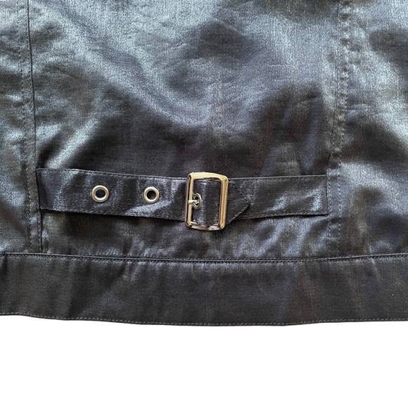 Gunmetal Iridescent Sheen Cropped Collared Button Up Jacket Large - Picture 7 of 8